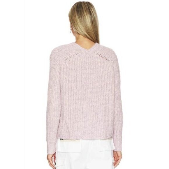 Autumn Cashmere Tweedy Shaker V-Neck Sweater Size S Thistle Lilac - Picture 3 of 9